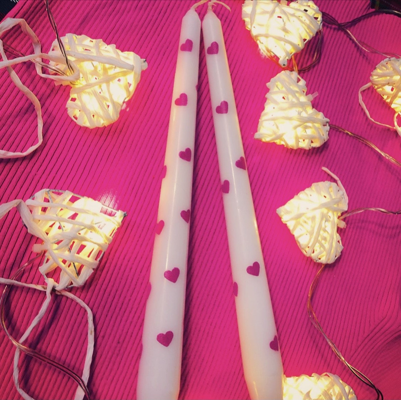 Hand Painted Candles Heart Taper Candle White Candle Etsy