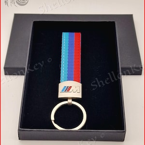 Suede Leather and Stainless Steel Keyring for BMW with Gift Box