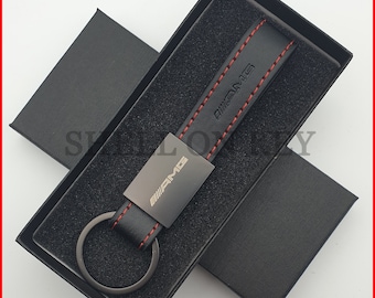 Keyring for Mercedes - Metal Keychain - High quality Faux Leather - Gift Box