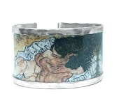 Bracelet - bangle  inspired in "The embrace" of Egon Schiele, made with aluminum. Personalized text on the inside.