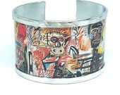 Aluminum Bracelet - bangle inspired by Jean-Michel Basquiat's black Picasso. Personalized text.