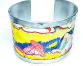 Aluminum Bracelet - bangle  inspired by the joie de vivre of Henri Matisse. Personalized text.