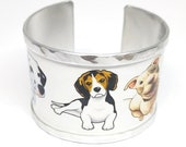 Aluminum Bracelet - inspired by dog paintings. Personalized text.