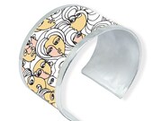 Line drawings of faces, bracelet made with aluminum. Personalized text - Upcycled Jewelry - Tin anniversary