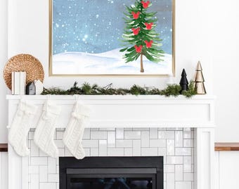 Mickey snow field Christmas Tree DIGITAL DOWNLOAD, Mickey tree, Mickey Holiday Print
