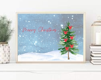 Mickey Watercolor Christmas Decor, Holiday decoration, Holiday entryway, Red Mickey, Digital Download