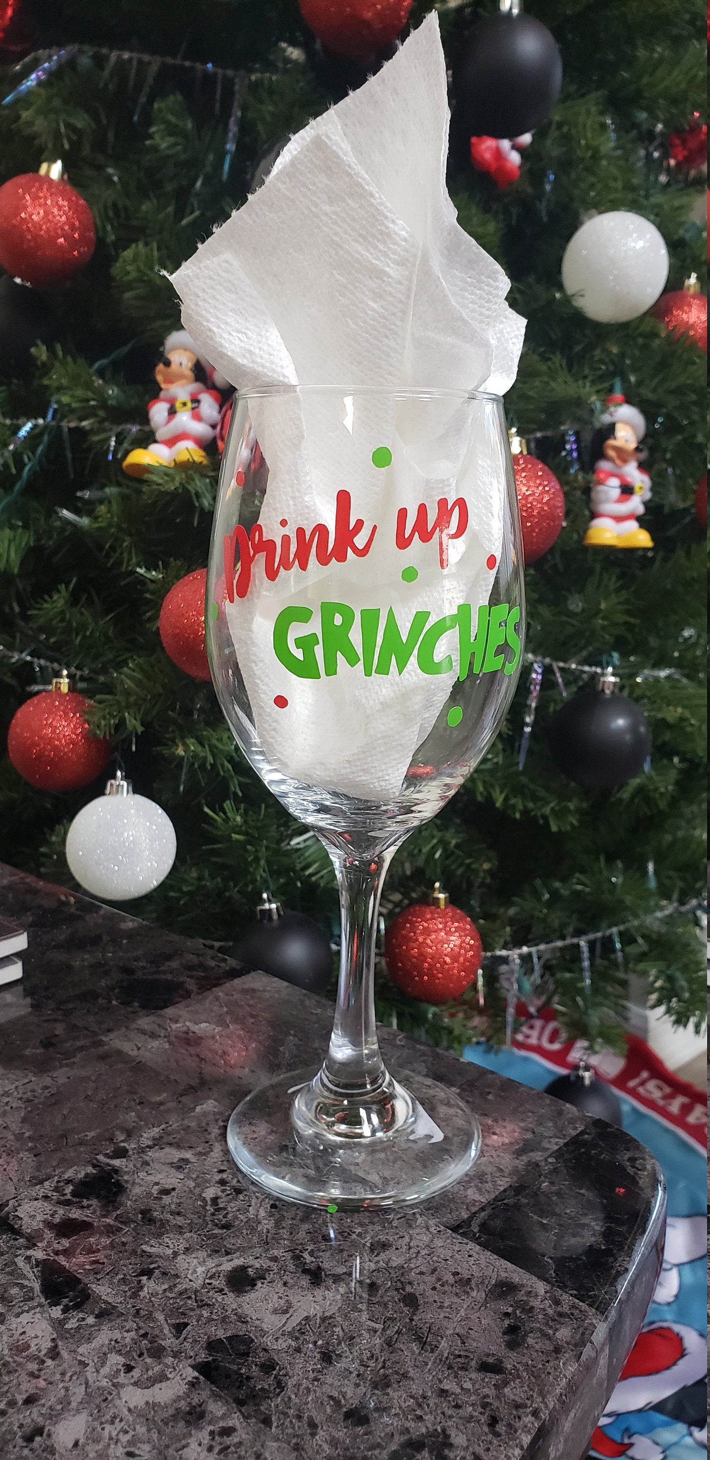 Good Womens Drink Up Grinches Inside Wine Glass Graphic Christmas V-Neck  Cute Gift Metal Print by Ezone Prints - Fine Art America