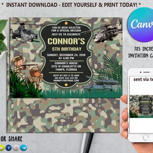 Editable Army Invitation, Army Birthday Invitation, Army Invitation ...