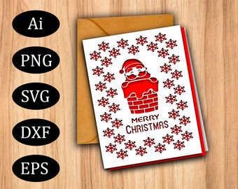 Christmas card svg, Merry Christmas card svg, Cricut Christmas card svg, papercut template, laser cut cards svg  digital christmas card