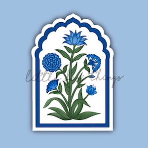 Desi Sticker: Mughal Blumenmotiv (Wasserdicht)