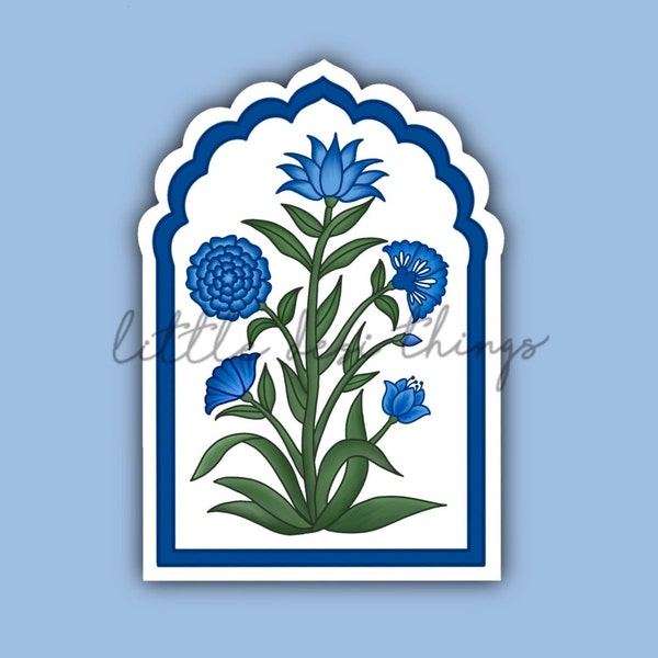 Desi Sticker: Mughal Floral Motif (Waterproof)