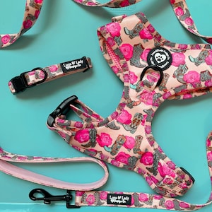 Southern Belle Country Girl Boots and Roses Pet Harness | Lightweight Neoprene Design | High Quality Pet Accessory | Cute Girl Dog Harness