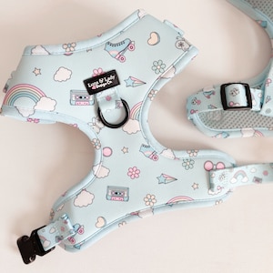 Just Roll With It Rollerblading Summer Dog Harness | Lightweight Neoprene | Pastels High Quality | Rainbow Dog Harness
