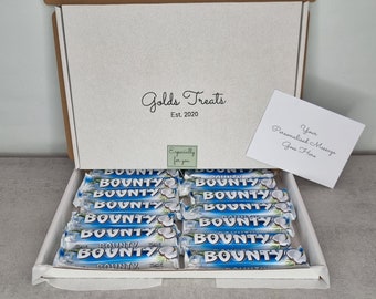 Bounty FULL-SIZED BARS Coconut Gift Set Box Chocolate Treat With Message Birthday Congratulations Thank You Fathers Day Easter Any Occasion