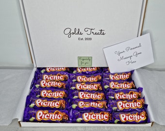 Christmas Cadbury Picnic Gift Set Box Hamper Treat with FREE Personalised Message Card Happy Birthday Valentines Congratulations Love