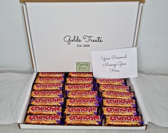 Envoyez un panier à friandises Cadbury Crunchie Box avec une carte de message personnalisée GRATUITE Joyeux anniversaire Saint-Valentin Félicitations Amour toute occasion