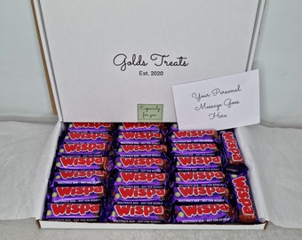 Send a Cadbury Wispa Box Hamper Treat with FREE Personalised Message Card Happy Birthday Valentines Congratulations Love Any Occasion