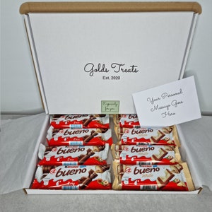 Christmas Kinder Bueno Selection Gift Set Box Hippo Hazelnut Ferrero Chocolate Treat FREE Message Mothers Day Birthday Valentines Easter