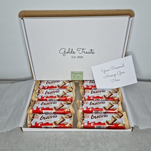 Kinder Bueno Selection Box Hippo Avelã Ferrero Chocolate Treat Mensagem GRÁTIS Dia das Mães Aniversário Dia dos Namorados Páscoa Presente Qualquer Ocasião