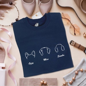 Personalised Dog Ears Embroidered Sweatshirt Jumper Hoodie T-shirt Custom Name Dog Mom Pet Lover Clothing Sweater Personalisation Design