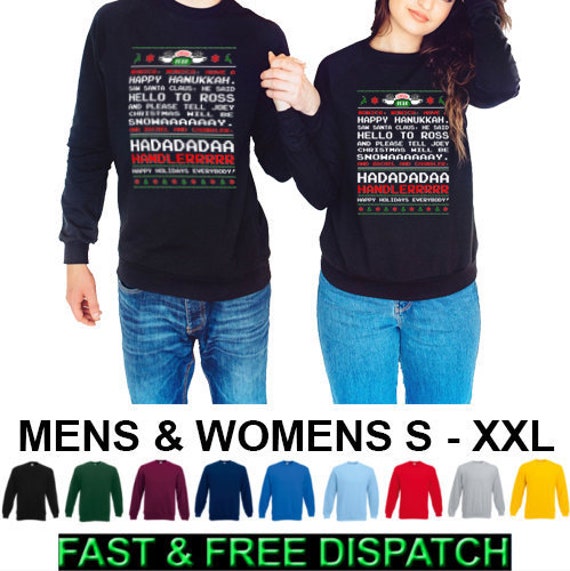 Amici Canzone di Natale Phoebe Monica Central Perk Xmas Festive Jumper Felpa Uomo Donna Unisex Ross Joey Rachel Chandler Happy Hanukkah Etsy Italia