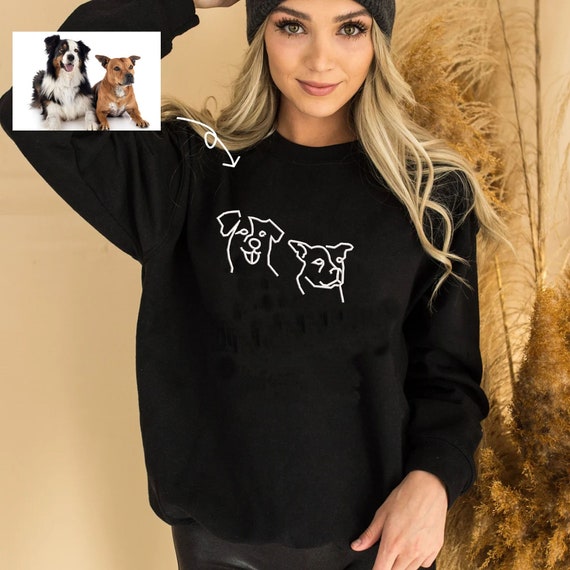 Personalised Dog Outline Embroidered Sweatshirt Jumper Hoodie T-shirt  Custom Name Dog Mom Pet Lover Clothing Sweater Personalisation Design