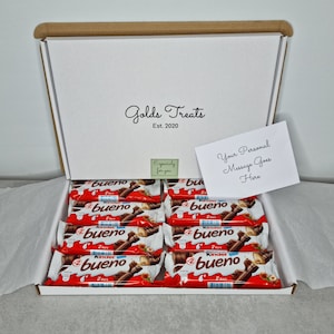 Christmas Kinder Bueno Hippo Hazelnut Ferrero Chocolate Selection Gift Set Box Treat FREE Message Mothers Day Birthday Valentines Easter