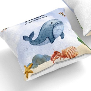 Customize your pillow | personalize | print | name | photo | desired text | logo | pillowcase | cuddly pillow | whale sea | 1 piece