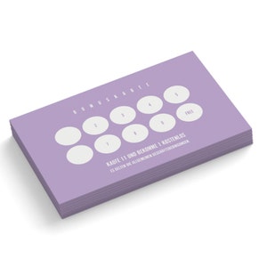 Cartões de bônus impressos HAIRSTYLIST | cartões de recompensa personalizados com seus dados | Cartões de fidelidade impressos em 1 ou 2 faces | violeta