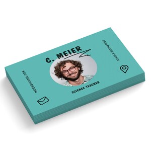 Visitenkarten türkis mit deinem Foto und deinen Daten personalisiert und gedruckt | Businesskarten drucken | 85x55 mm | 1- oder 2-seitig