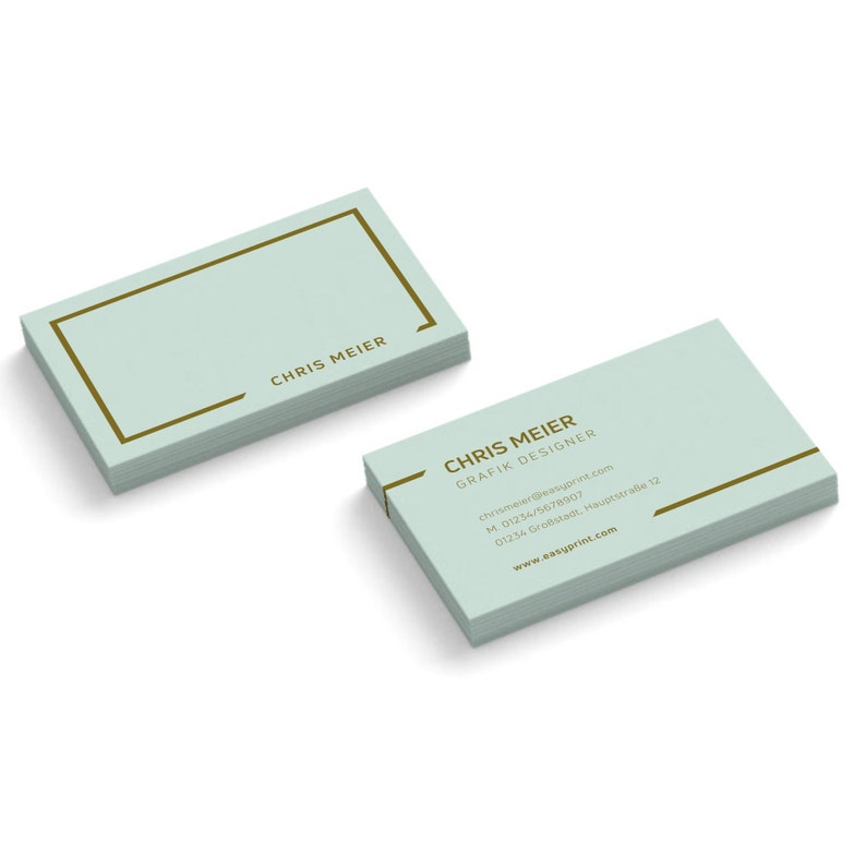 Visitenkarten personalisieren und drucken, Visitenkarten in verschiedenen Farben, 85x55 mm, 1 oder 2-seitig bedruckte Businesskarten Mint 2-seitig