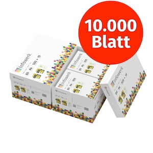 Carta per stampante Infowerk carta per fotocopie 10000 fogli 20 x 500 A4 80g bianco brillante premium 160 vincitore del test CIE certificato ambientale PEFC