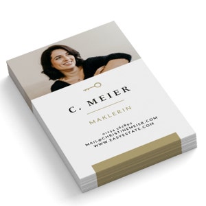Visitenkarten mit Foto personalisiert | Visitenkarten mit deinen Daten angepasst und gedruckt | 85x55 mm | 1- oder 2-seitig | 350g/m Matt