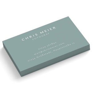 Print personalized business cards, high-quality company card with your own data printed on 1 side, white, mint green, beige available