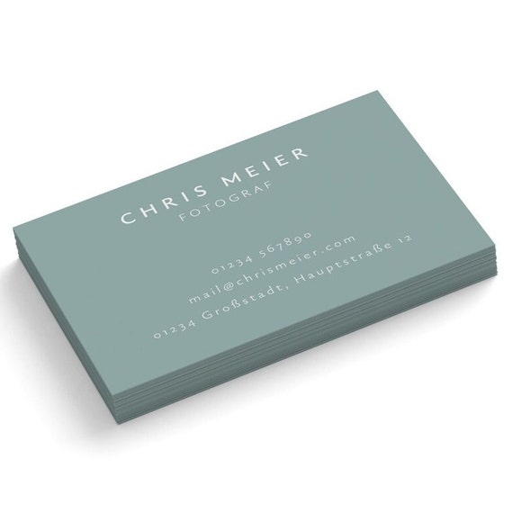 Personalisierte Visitenkarten drucken, Hochwertige Unternehmenskarte mit eigenen Daten 1-seitig bedruckt, weiß, mint grün, beige verfügbar
