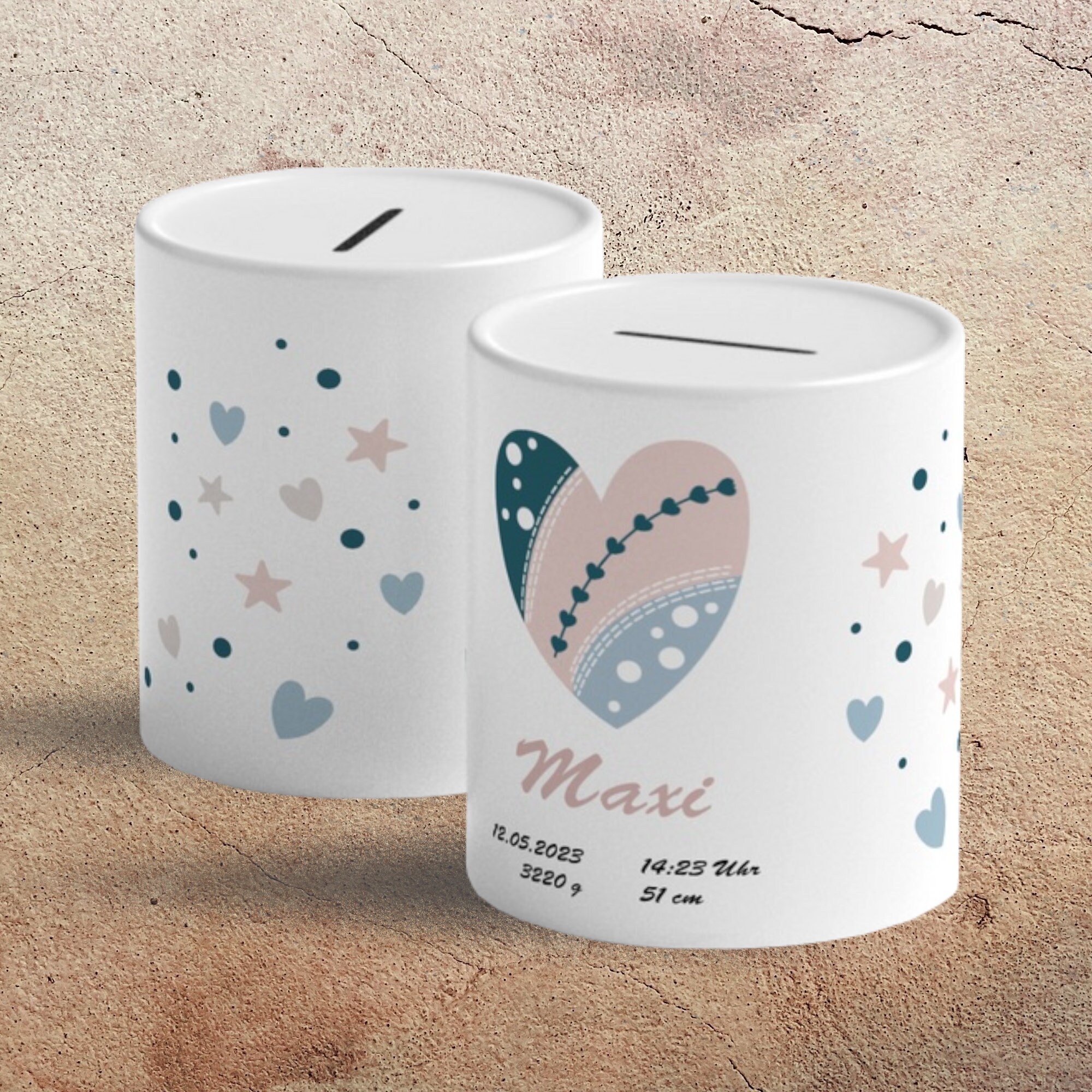 Money Box With Name Dates of Birth Personalized Money Box Baby Money ...