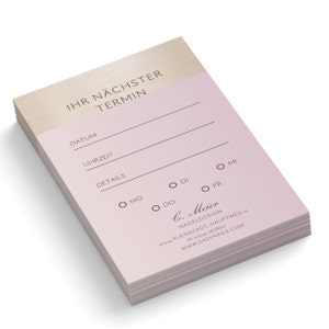 Terminkarten rosé gold | Terminkärtchen personalisiert und gedruckt | Terminzettel im Visitenkarten Format  angepasst | 50 - 1000 Stück