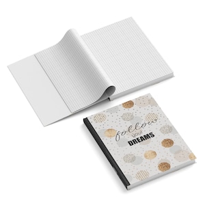 Notebook customizable, notebook with high-quality hardcover cover in various designs, 128 inside pages, squared, DIN A5