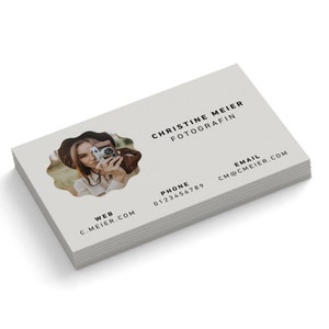 Visitenkarten gestaltet + personalisiert + gedruckt | Visitenkarten mit Ihrem Foto + Daten angepasst drucken | 1- oder 2-seitig bedruckt