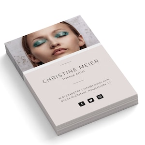 Personalisierte Visitenkarten drucken | Visitenkarten Makeup Artist gestaltet | 1- oder 2-seitig | 350g/Matt | Visitenkarten zum Anpassen