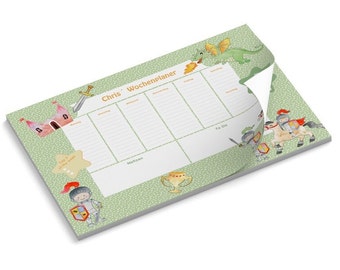 Children's writing pad DIN A3, 50 sheets for easy weekly planning + timetable, personalized children's writing pad with name