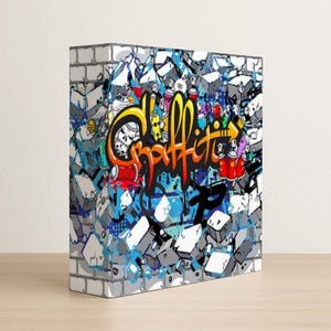 Carpeta de anillas con grafiti A4: carpeta de archivos de arte callejero colorido para la escuela, el estudio y la oficina, organizador elegante con diseño de estilo urbano, carpeta