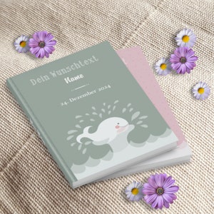 Libro de visitas infantil con diseño de ballenas, libreta personalizada, libro de amigos con el texto deseado, libro de visitas A4, libro de recuerdos A5