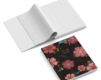 Notitieboek gepersonaliseerd met hardcover omslag, A5 notitieboek aanpasbaar met naam, in verschillende designs, 128 binnenpagina's, geruit