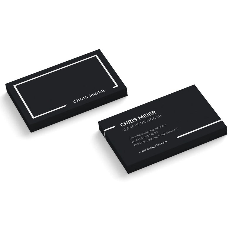 Visitenkarten personalisieren und drucken, Visitenkarten in verschiedenen Farben, 85x55 mm, 1 oder 2-seitig bedruckte Businesskarten Schwarz 2-seitig