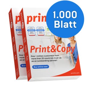 print24 carta per stampante carta per fotocopie 1000 fogli 2 x 500 A4 80g bianco brillante premium 160 vincitore del test CIE certificato ambientale PEFC
