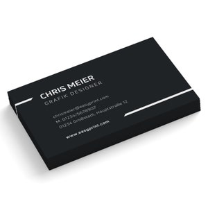 Visitenkarten personalisieren und drucken, Visitenkarten in verschiedenen Farben, 85x55 mm, 1 oder 2-seitig bedruckte Businesskarten Schwarz 1-seitig