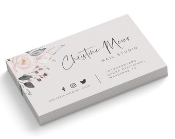 Business cards designed and printed | personalized business card FLOWER printed on 1 or 2 sides | Ideal for floristry, beauty, cosmetics