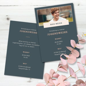 Pas de uitnodigingskaarten voor de jeugdwijding online aan | personaliseer afdrukken | Opgroeien | viering | Partij | Uitnodiging