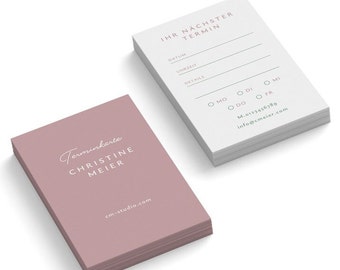 Print personalized appointment cards, appointment cards in modern colors old pink or blue, printed on 1 side or both sides with your details